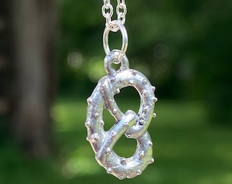 Collier de bretzel argent &or - Collier de charme bretzel - Collier de nourriture - Bijoux alimentaires