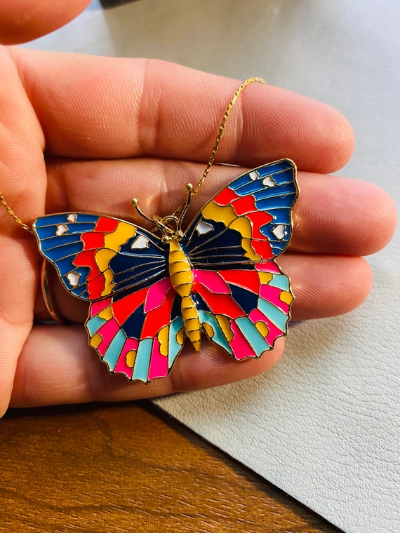 Multi-Color Metal Butterfly Pendant - Butterfly N… - image 9