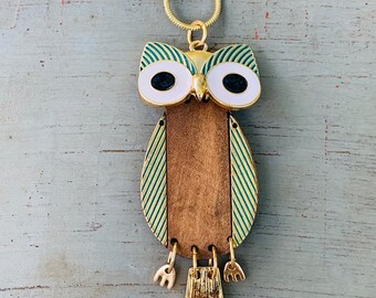 Owl Necklace - Owl Dangle Pendant - JustBeadItByDrue
