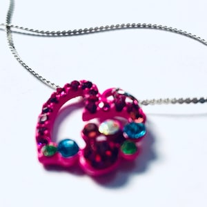 Love Necklace- Heart Charm Necklace - Pink Heart Necklace - Dainty Pink Heart - Gift For Her