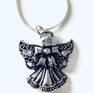Colar de anjo da guarda – pingente de anjo – joia de prata antiga – colar de anjo de prata esterlina – JustBeadItByDrue