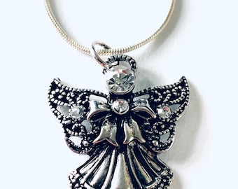 Collar de ángel de la guarda de plata antigua - Joyería con dijes