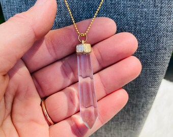 Clear Quartz Necklace- Clear Quartz- Crystal Necklace- Raw