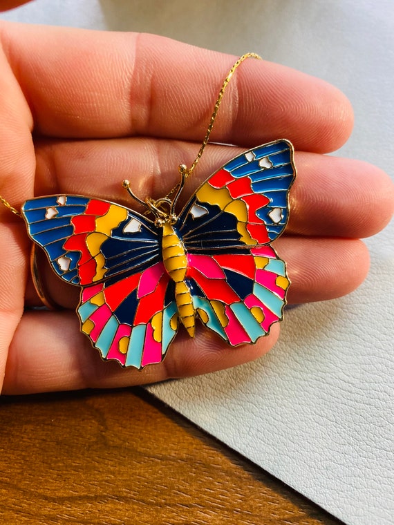 Multi-Color Metal Butterfly Pendant - Butterfly N… - image 5