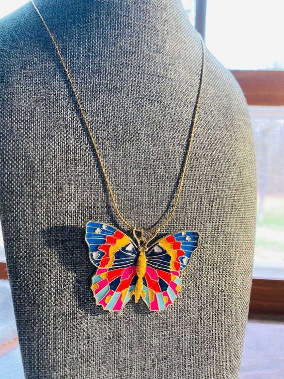 Multi-Color Metal Butterfly Pendant - Butterfly N… - image 3