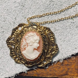 Classic Cameo Vintage Cameo Pendant Gold Toned Cameo Jewelry Victorian Inspired Cameo JustBeadItByDrue image 9