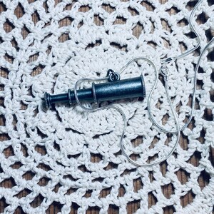 Silver Telescope Pendant - Astronomy Necklace - Antique Pendant - Telescope Necklace - JustBeadItByDrue