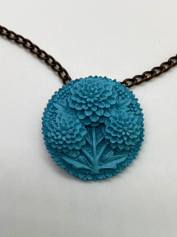 Hydrangea Pendant - Vintage Blue Floral Pendant -… - image 4