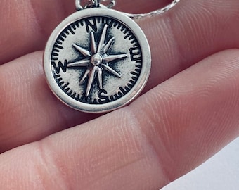 Compass Charm Necklace: Stainless Steel Wanderlust Pendant