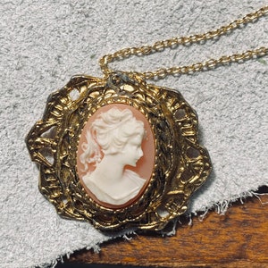 Classic Cameo Vintage Cameo Pendant Gold Toned Cameo Jewelry Victorian Inspired Cameo JustBeadItByDrue image 8