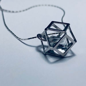 Geometric Pendant - Hexagon Necklace - Minimalist Jewelry - Silver Hexagon