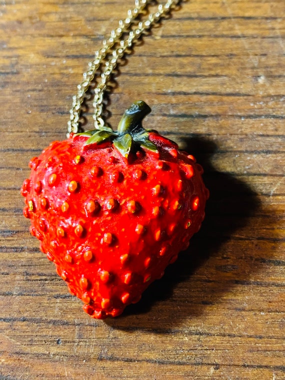 Large Strawberry Brooch - Strawberry Pendant - Vi… - image 8