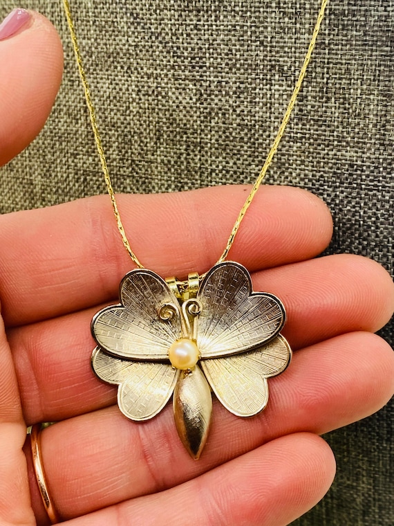 Vintage Gold Butterfly Brooch - Pear Brooch - Butt