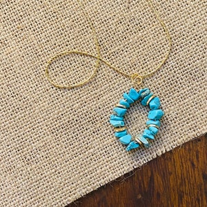 Türkis Perlen Kreis Halskette - Türkis Anhänger - handgemachte Schmuck - 14 k Gold Kette - JustBeadItByDrue