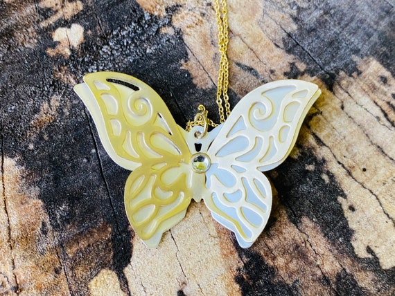Butterfly Necklace - Gold Jewelry - Vintage Inspi… - image 9