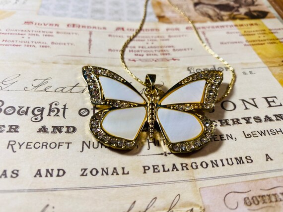 Butterfly Pendant- Abalone Shell -  14k Gold Neck… - image 5