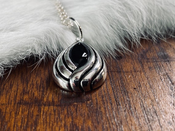 Black Onyx Necklace- Sterling Silver Necklace - G… - image 3