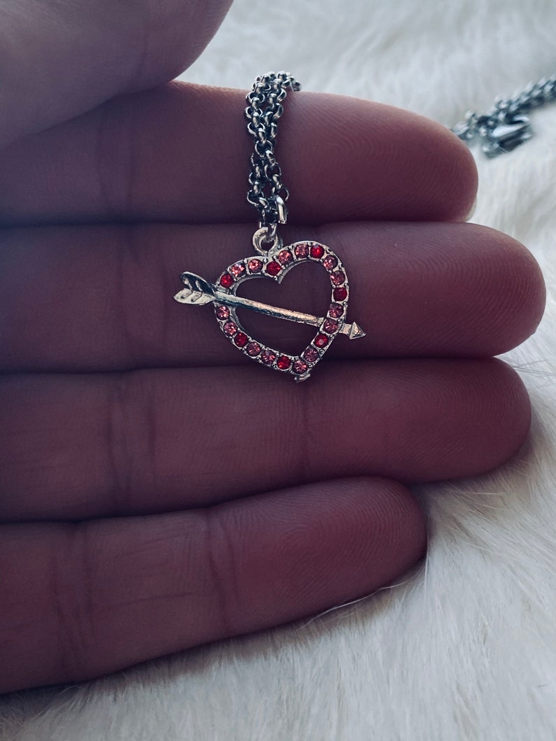 Studded Heart Charm Heart Charm Necklace Love Jewelry Rainbow Jewelry Heart Necklace JustBeadItByDrue