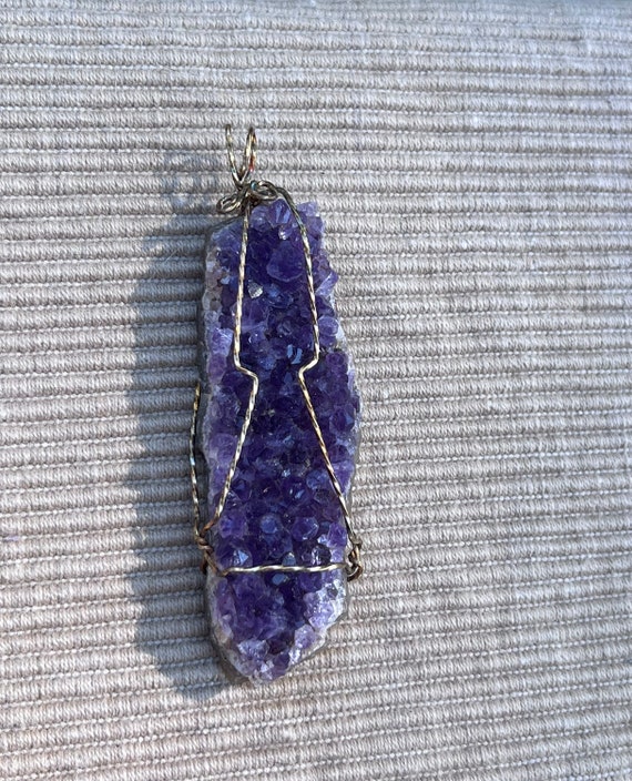 Amethyst Geode Pendant Gold-Filled Wire Wrapped - image 3