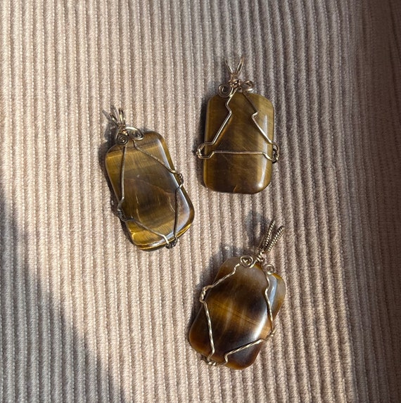 Tiger Eye Gold-Filled Wire Wrapped Pendants - image 1