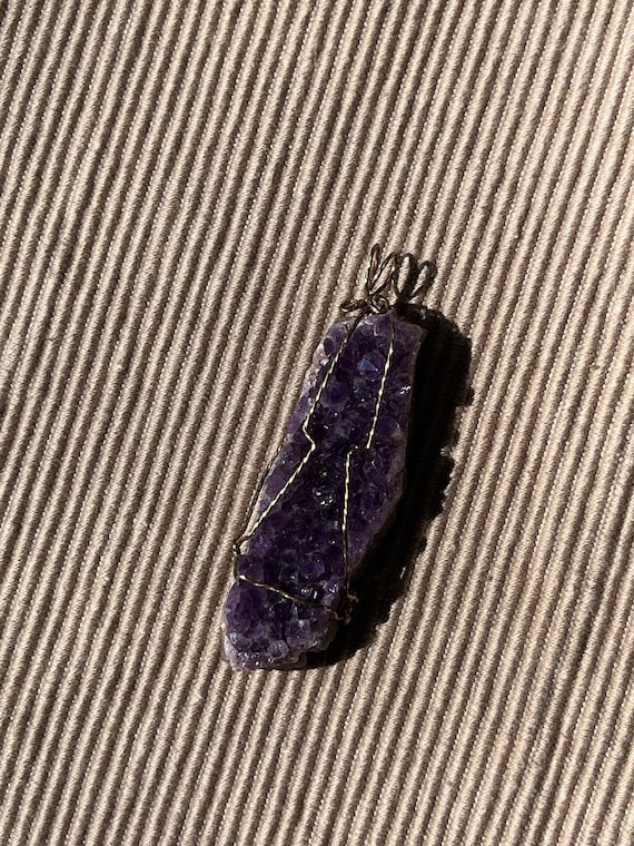 Amethyst Geode Pendant Gold-Filled Wire Wrapped - image 1