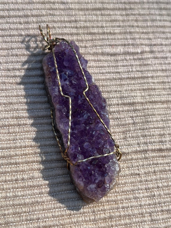 Amethyst Geode Pendant Gold-Filled Wire Wrapped - image 4