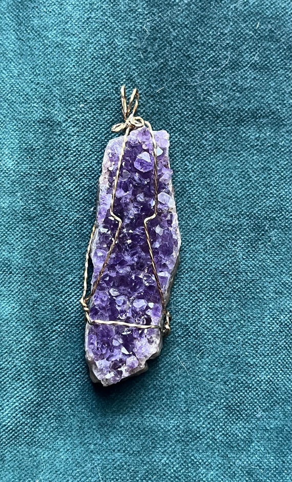 Amethyst Geode Pendant Gold-Filled Wire Wrapped - image 2