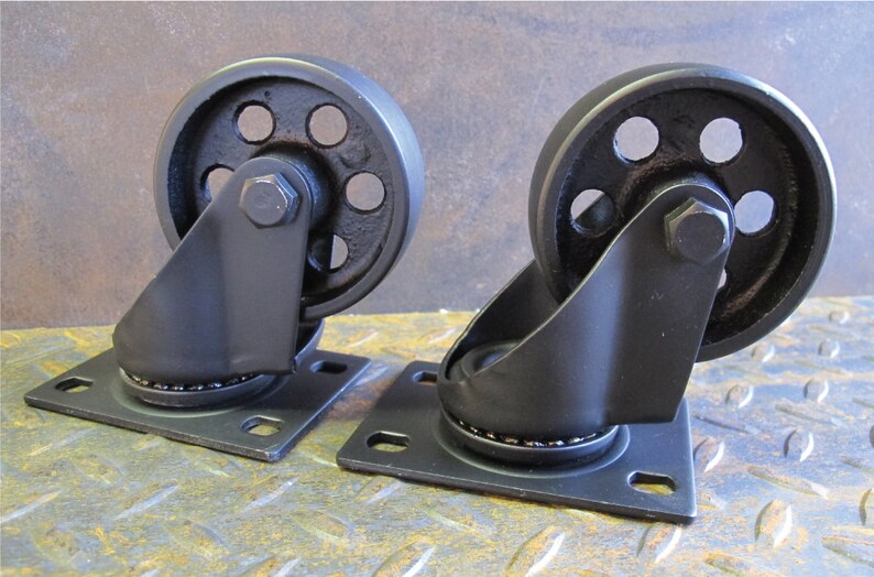 Set of 4 Industrial wheels metal casters steel wheels Etsy