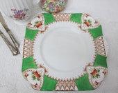 Antique Art Nouveau 1900 Large Emerald Green English China Cake Plate