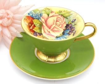 Very Rare Vintage Aynsley Signed Demitasse cup & Saucer Signed