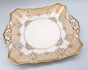 Beautiful Vintage Tuscan Pink Gilded Tabbed Cake Serving Plate