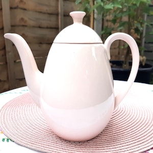 Bule de chá/cafeteira Ridgeway rosa pastel vintage dos anos 1950 - nunca usado