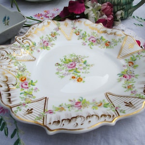 Pretty Victorian 1870 Comport Serving Dish Cake Plate Sandwich Plate