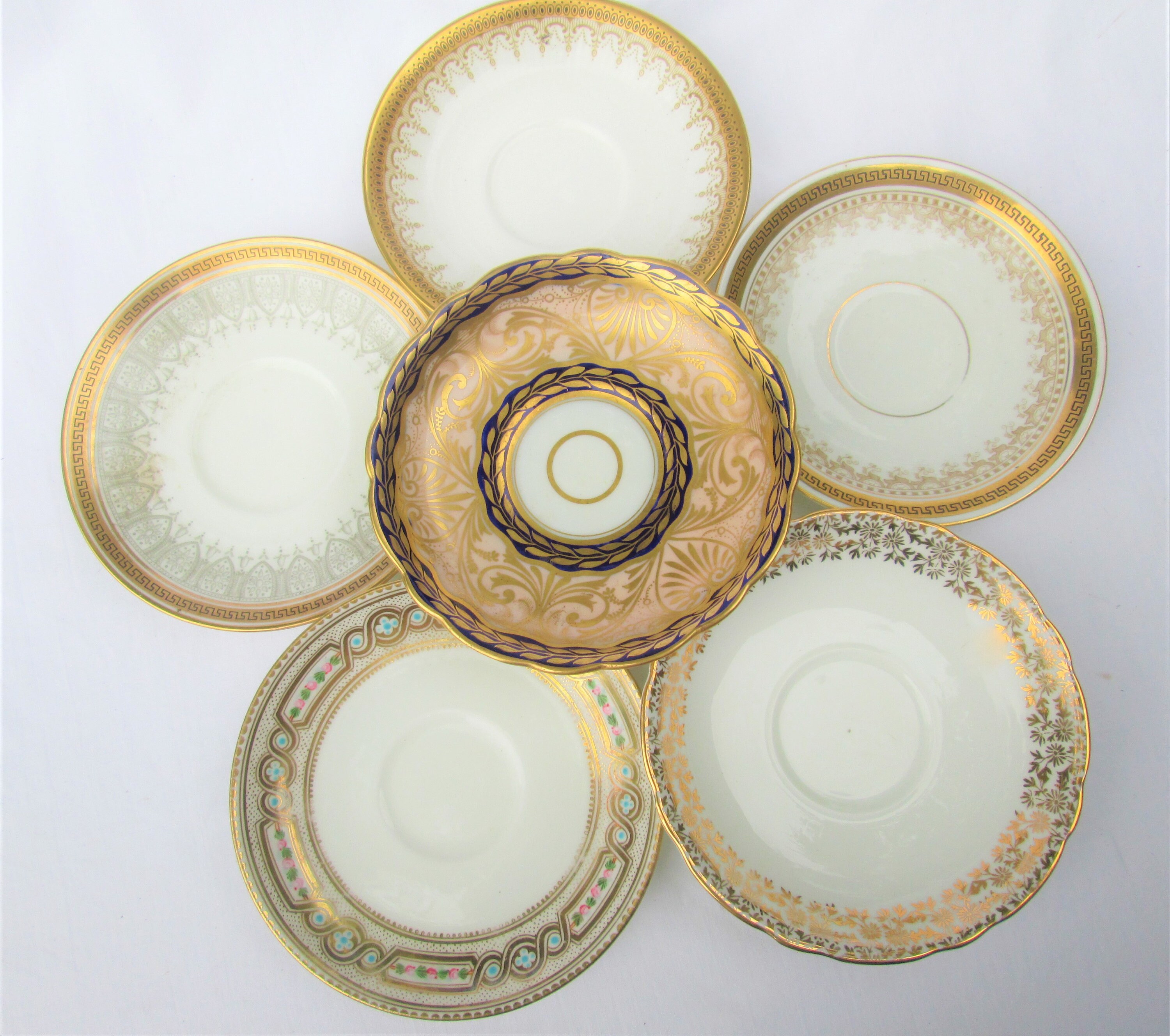 6 Lovely Mixed Vintage Gold Saucers Pretty China Dishes inc. Etsy