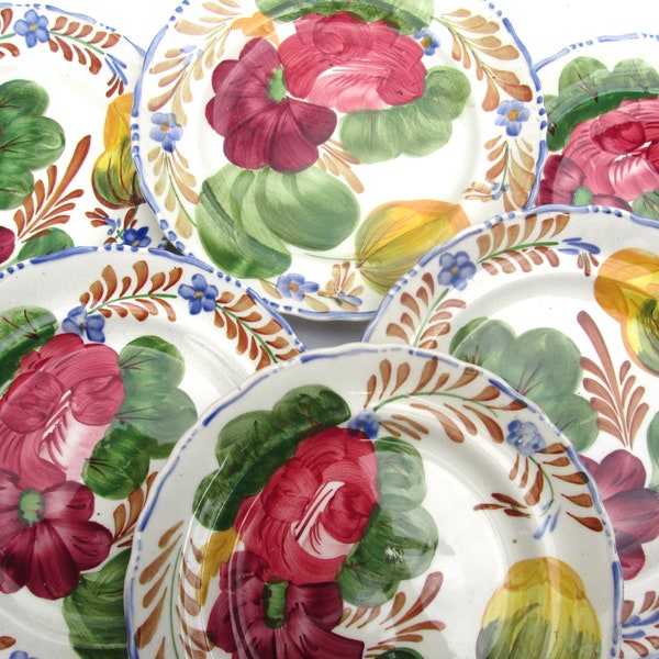 Vintage Belle Fiore Solian Ware Hand Painted Tea Plates x 6