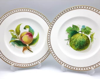 Two Mid 19th Century Cabinet Plates, Hand Painted English China, Dessert Plates