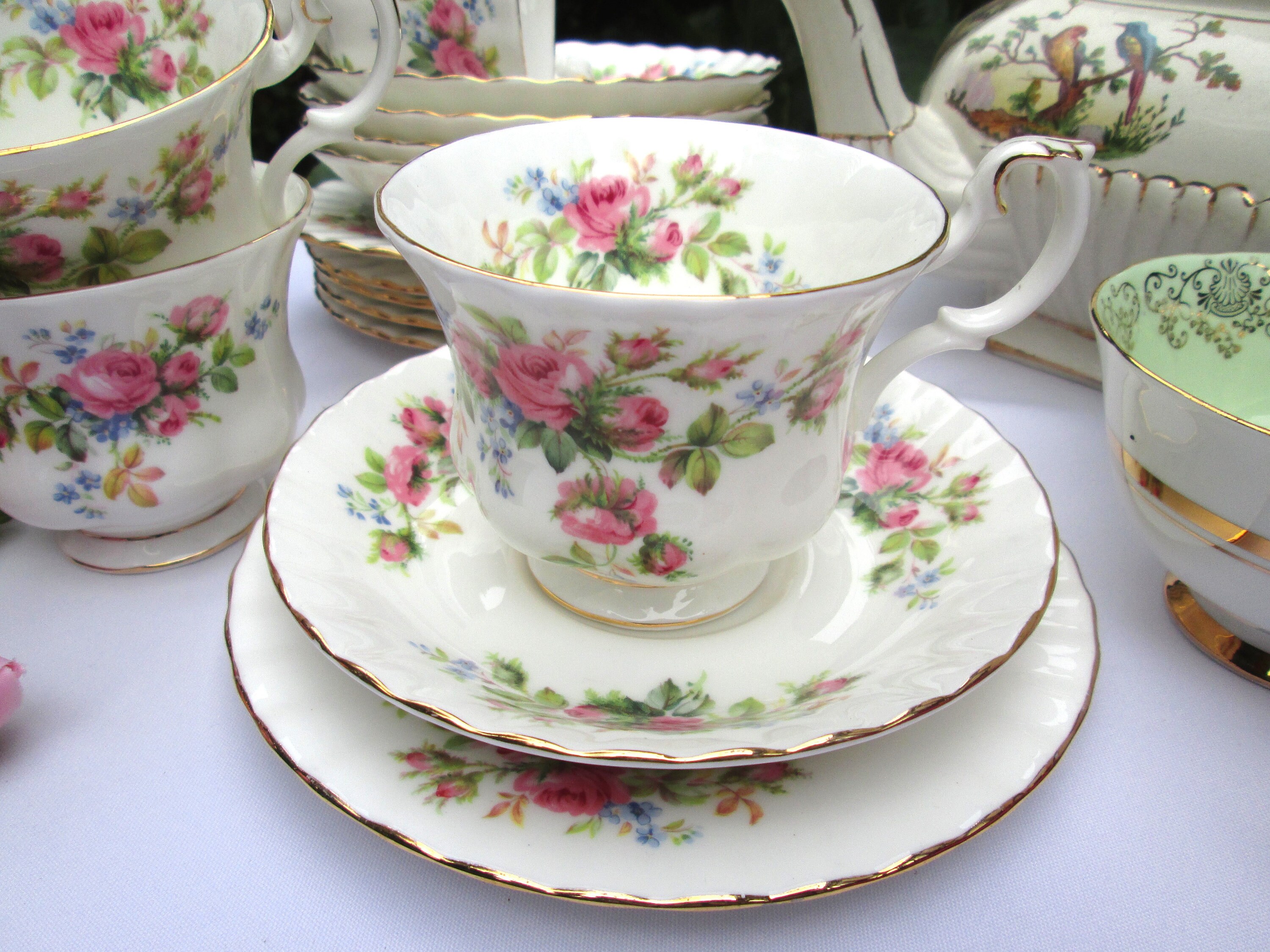 Vintage Royal Albert Moss Rose Trio