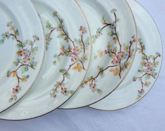 4 Victorian Hand Painted Sandwich Plates