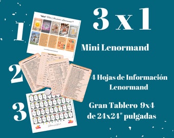 Formato PDF: 3X1 Lenormand Mazo + Hojas de Informacion + Gran Tableau Lenormand