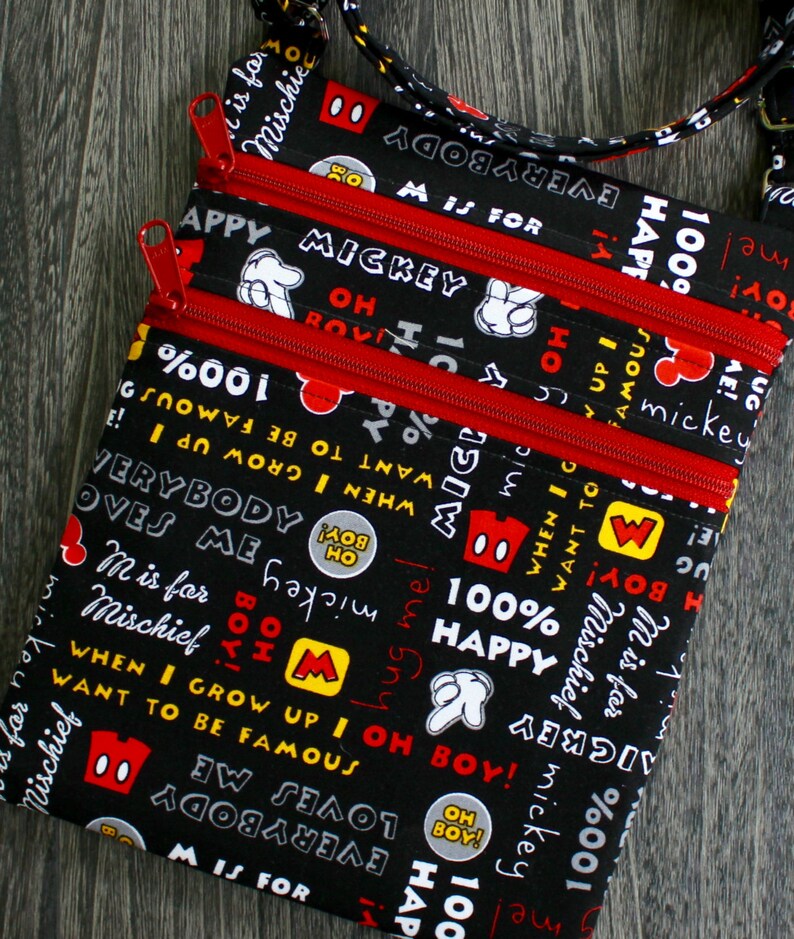 Mickey Muse Words Zip and Go Crossbody Purse Etsy