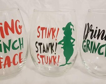 Grinch Wine Glasses