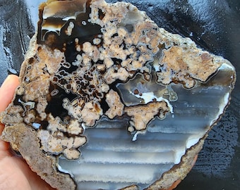 Waterline Agate Viewing Stone, Natural Waves Agate Slice (34.32 oz)