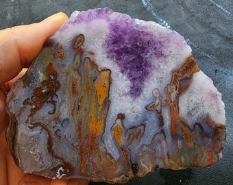 Natural Amethyst Plume Agate Pair, Amethyst Crystal, Collectible Agate, Crystal Healing Specimen, Crystal Cluster