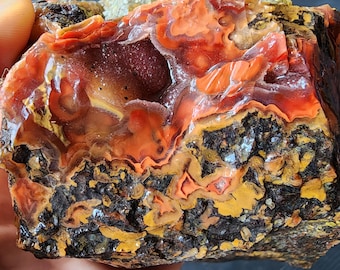 28.18 oz (799 gr) Druzy Agate, Red Agate Rough, Lapidary Supplies, Yellow Agate, Plume Agate Rough, Multi Color Agate, Orange Agate Rough