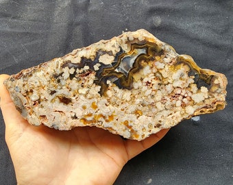 Raw Flower Agate Slab, Meditation Healing Stone