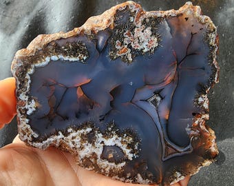 Lightly Polished Agate Pair, Dark Blue Agate, Floater Agate, Fortification Agate, Blue Agate Pair, Blue Rocks, ブルーアゲート, العقيق الأزرق