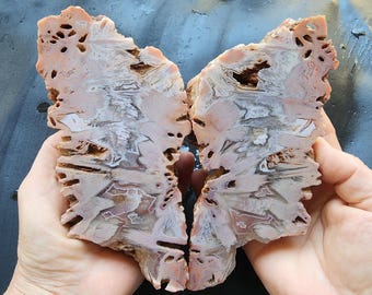 Pink Agate Pair, Unique Brushstroke Spirit Stone, Geology Gift
