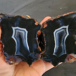 Black Banded Agate, Healing Stones, Special Agates, Floater Agate, Black Agate, Superior Agates, Agate Gifts, Sliced Agate, Rock Gifts