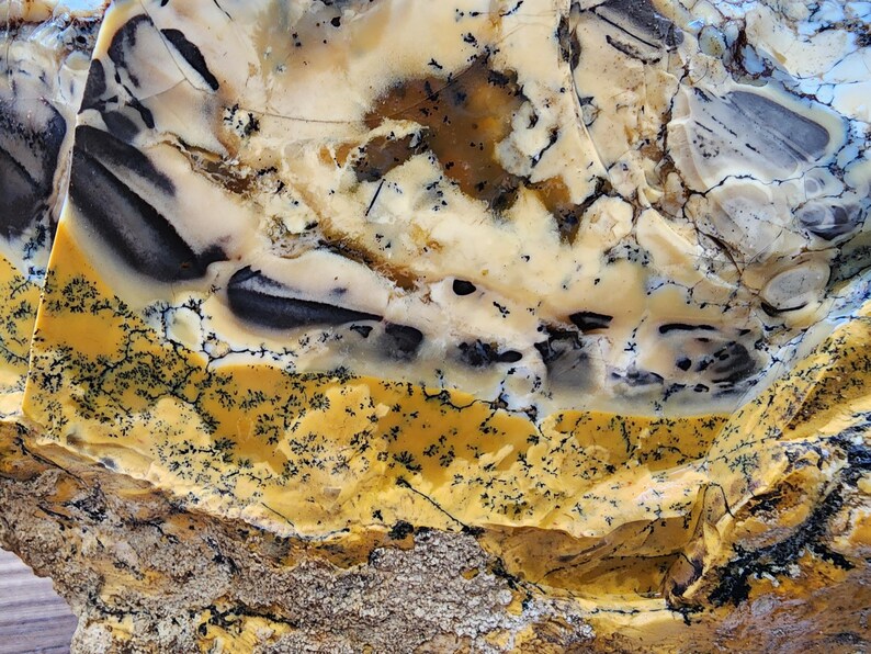 Large Opal Specimen, Large Yellow Opal, Dendritic Opal Rough, Dendrite Opal Rough, 수지상 오팔, Lapidary, Raw Dendritic Opal