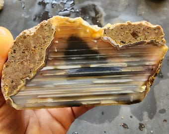 Waterline Agate Pair, Unpolished Viewing Stone, Agate Slabs